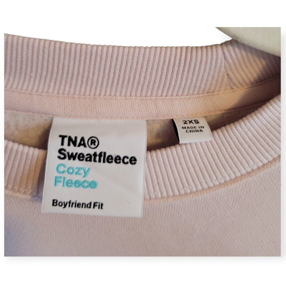 Aritzia TNA Year of the Rabbit Sweatfleece Hoodie 2XS Pale Pink Boyfriend Fit - Picture 4 of 10